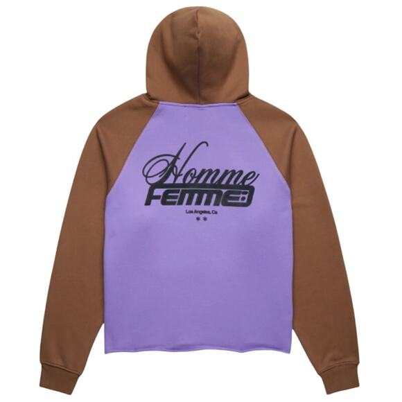 Homme + Femme Westwood Raglan Hoodie Brown/Purple Large - Picture 2 of 4